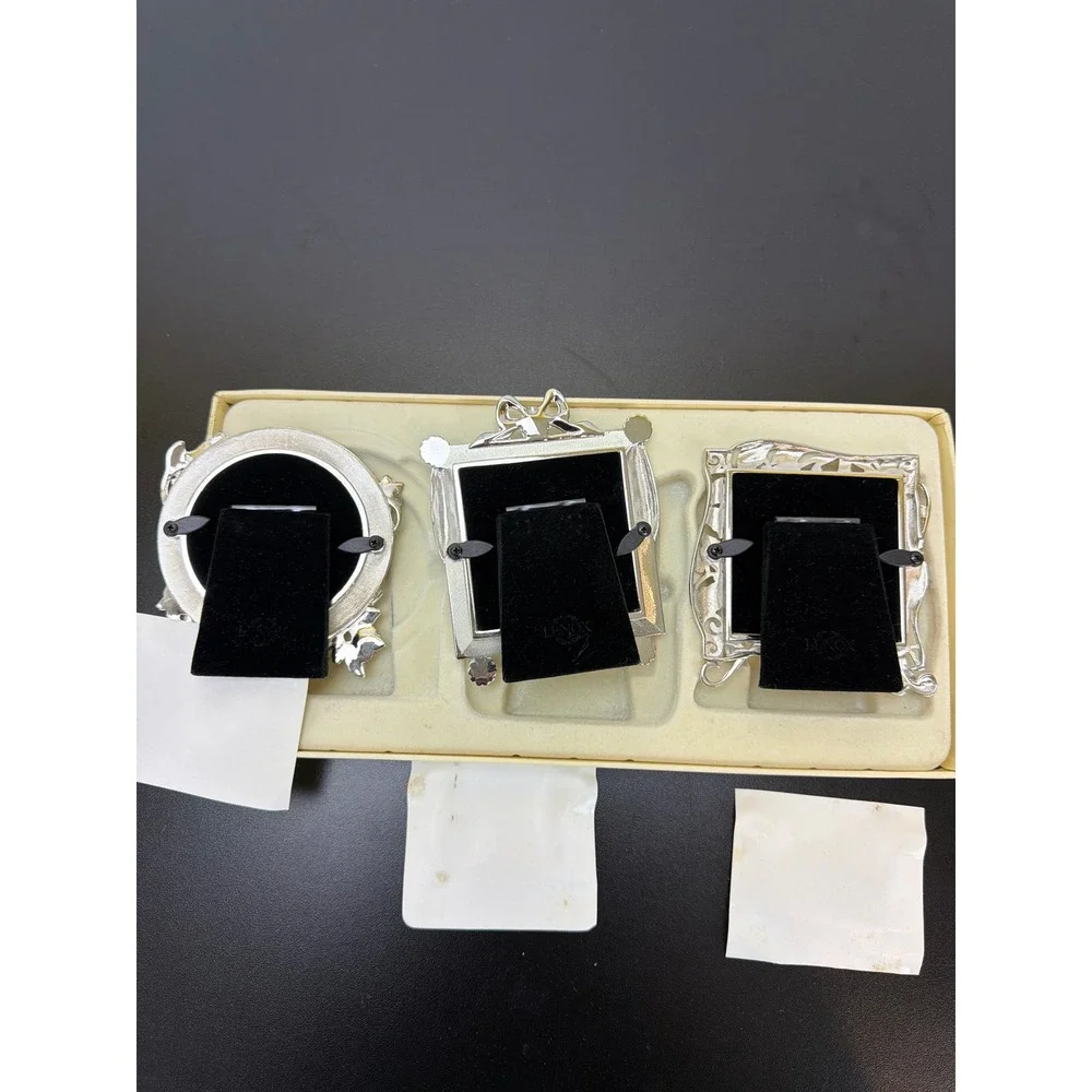Lenox Vintage Jewel Set of 3 Mini Frames Embellished Enamel Pearls Rhinestones